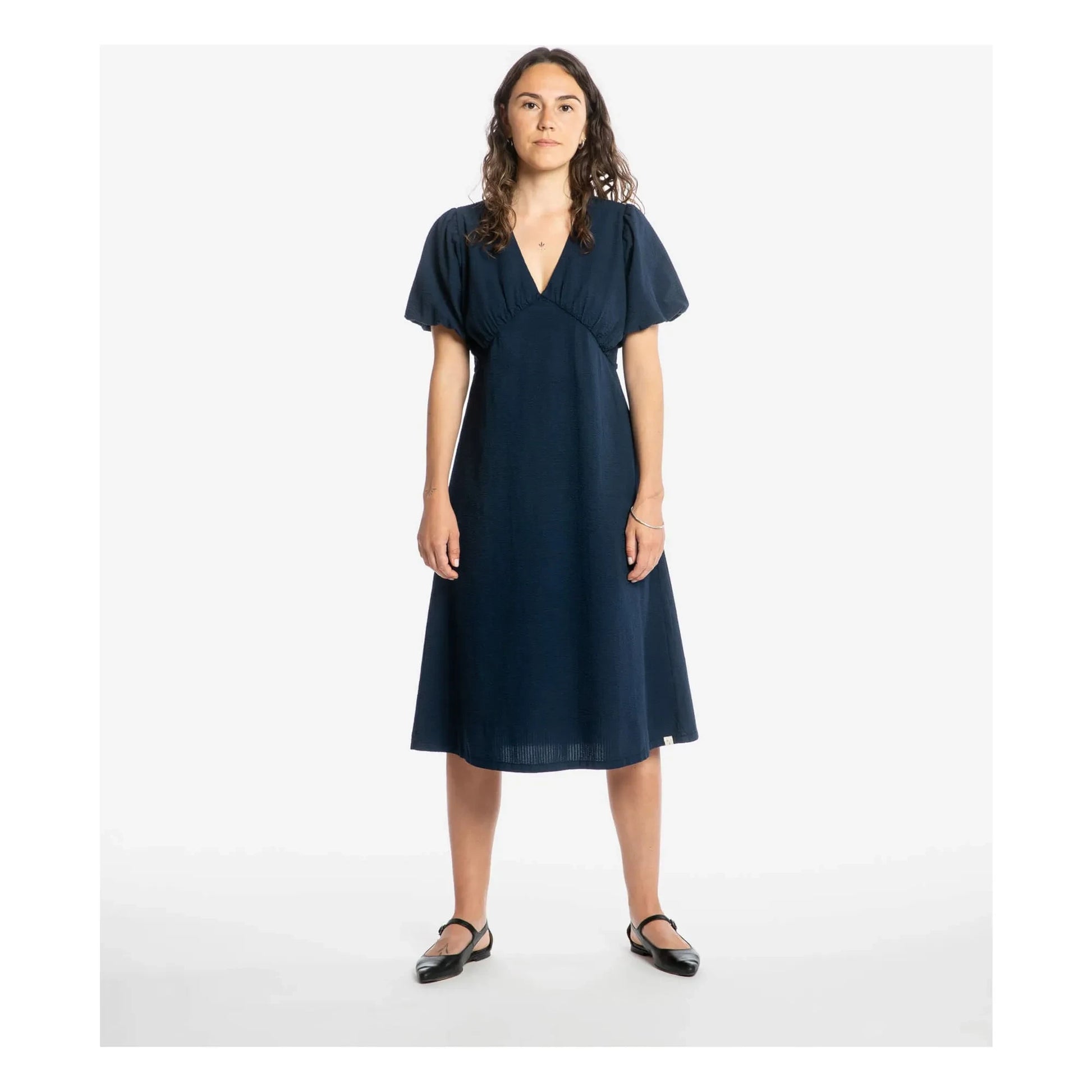 Matona - Mi-Long Organic Cotton Dress | Navy blue
