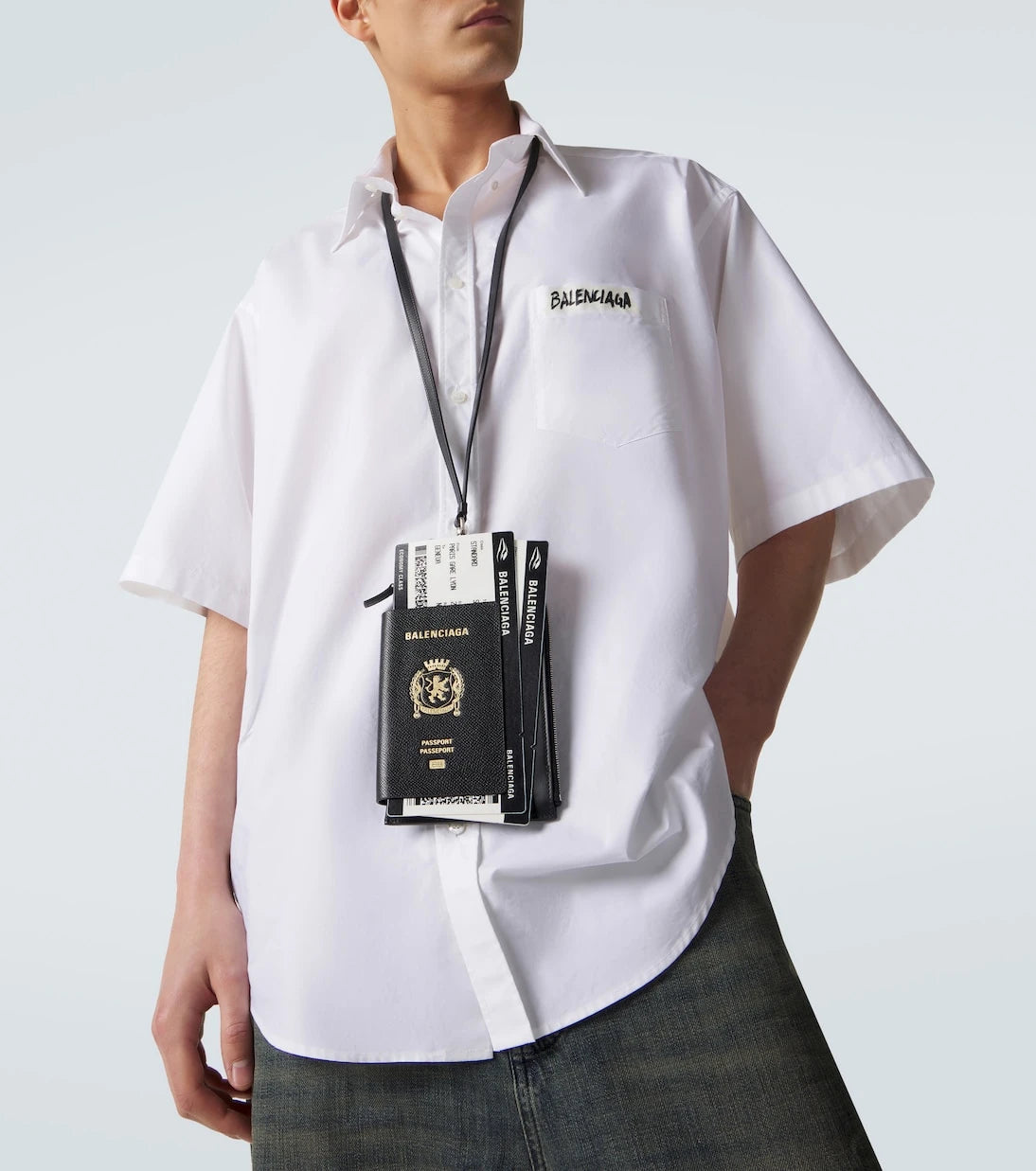 Balenciaga - Leather-trimmed phone and passport holder
