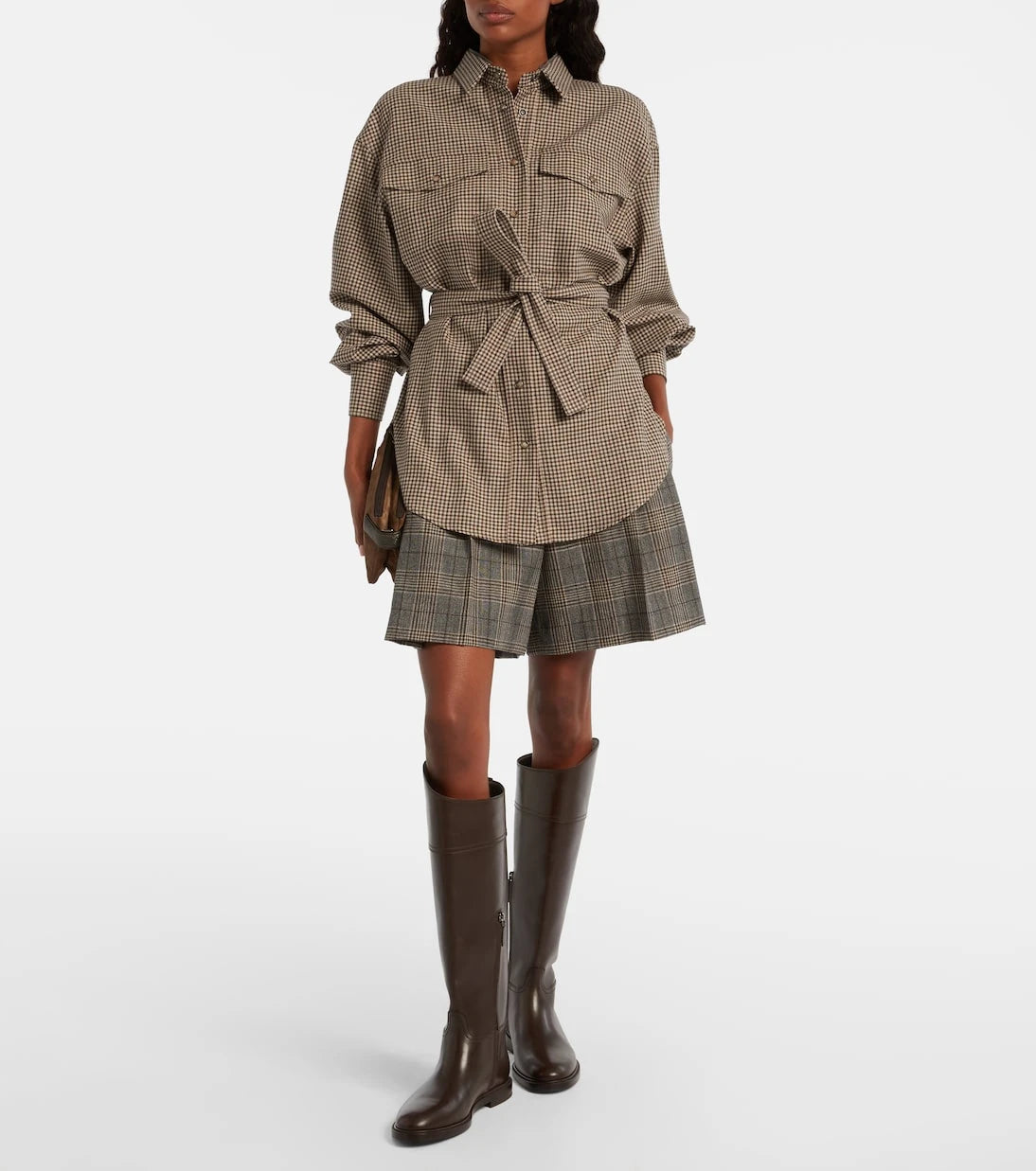 Brunello Cucinelli - Checked virgin wool shorts