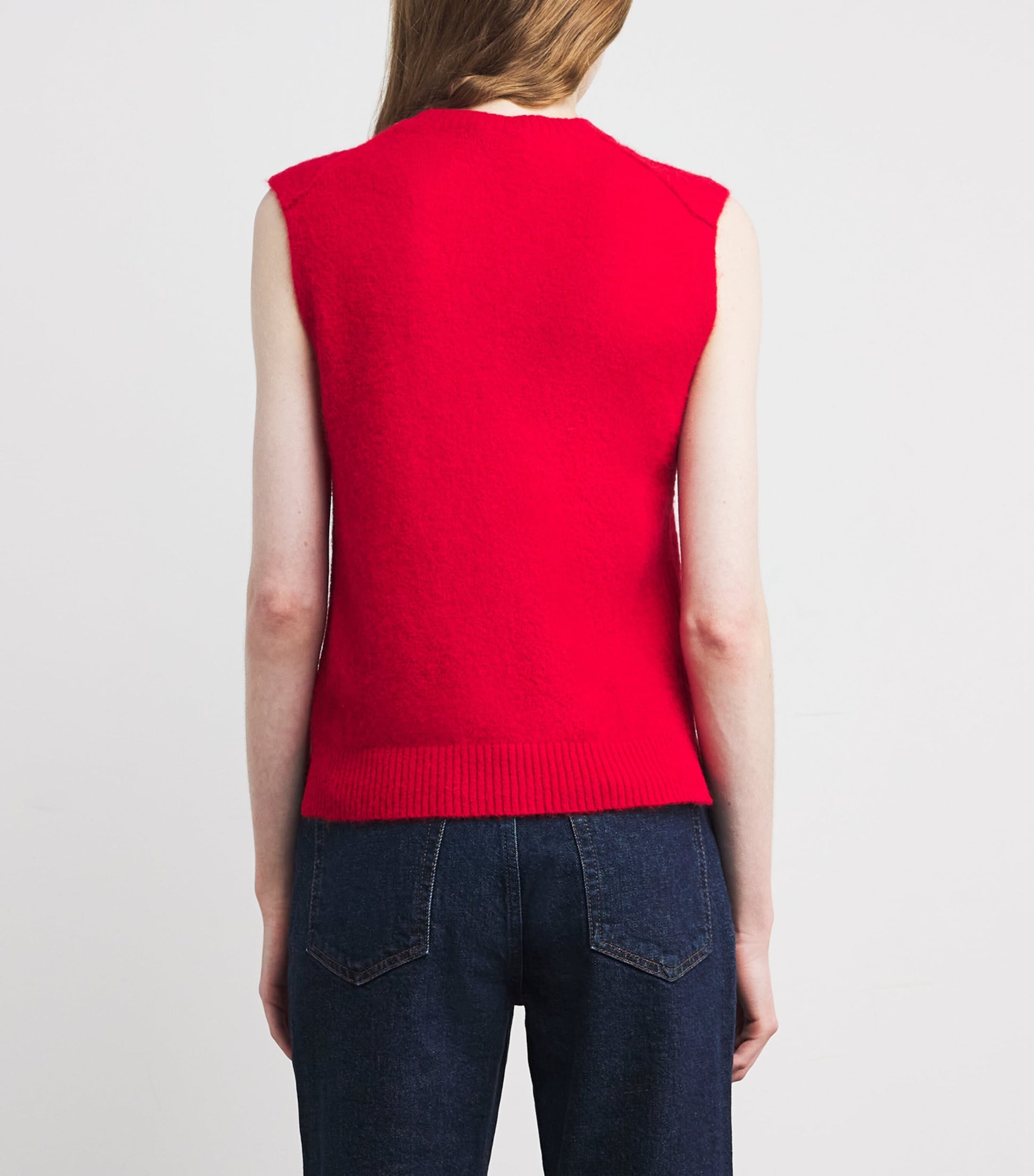 Red Alpaca-Blend Knitted Vest
