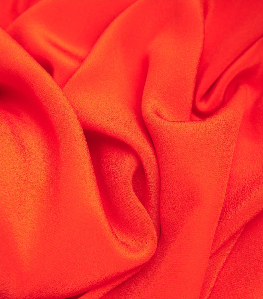 SIR. Orange Silk Gathered Fresca Maxi Dress