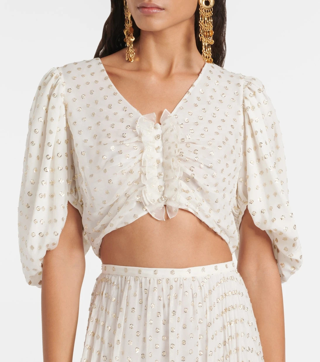 Chloé - Jacquard silk-blend muslin crop top