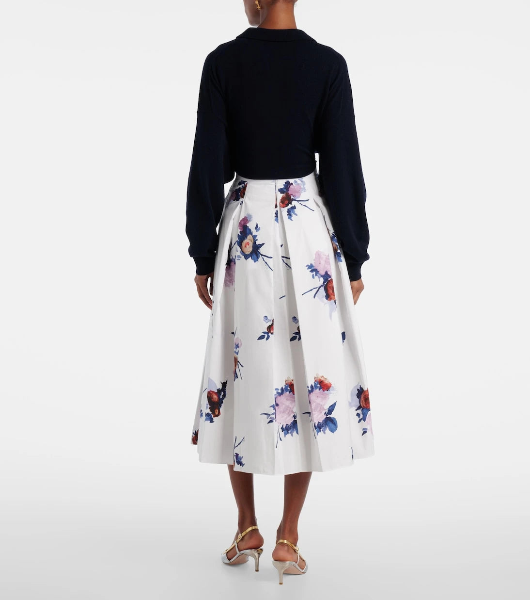Erdem - Floral cotton poplin midi skirt