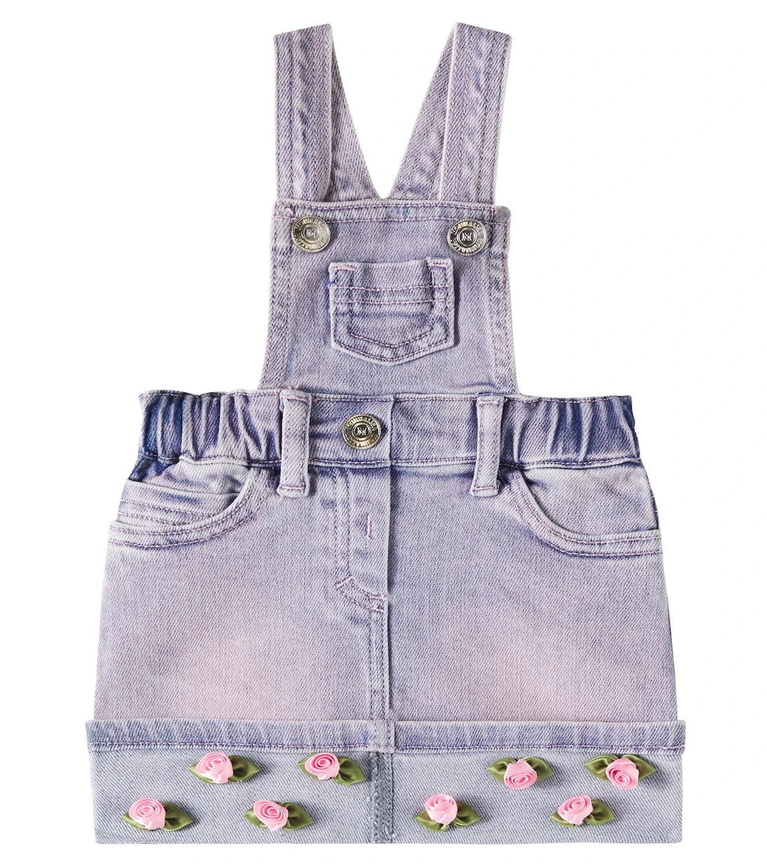 Monnalisa - Baby floral-appliqué denim overalls