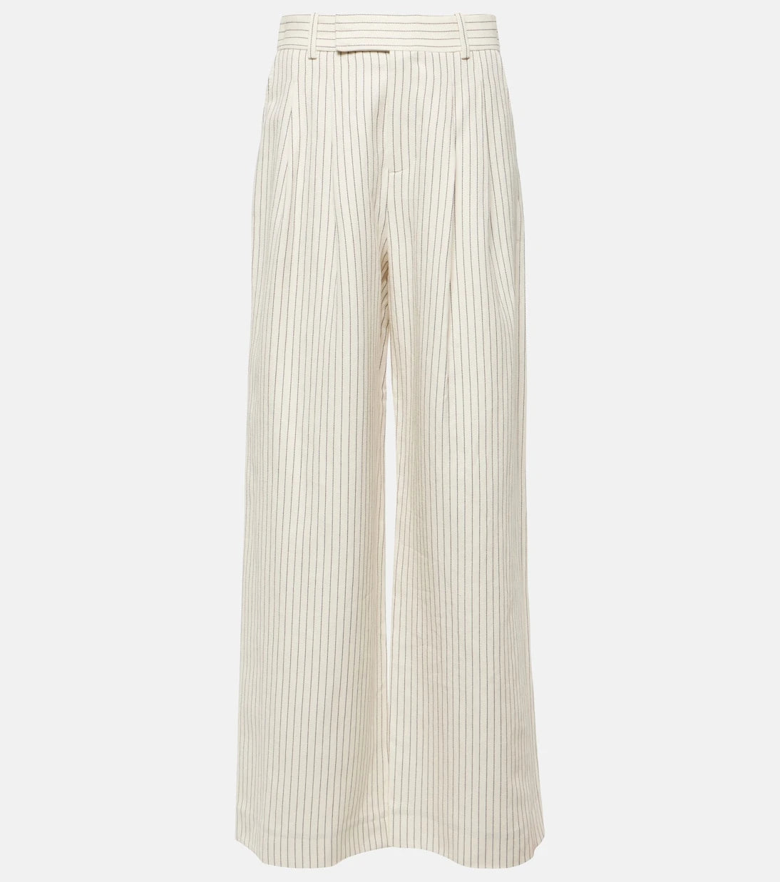 Frame - Mid-rise cotton and linen wide-leg pants