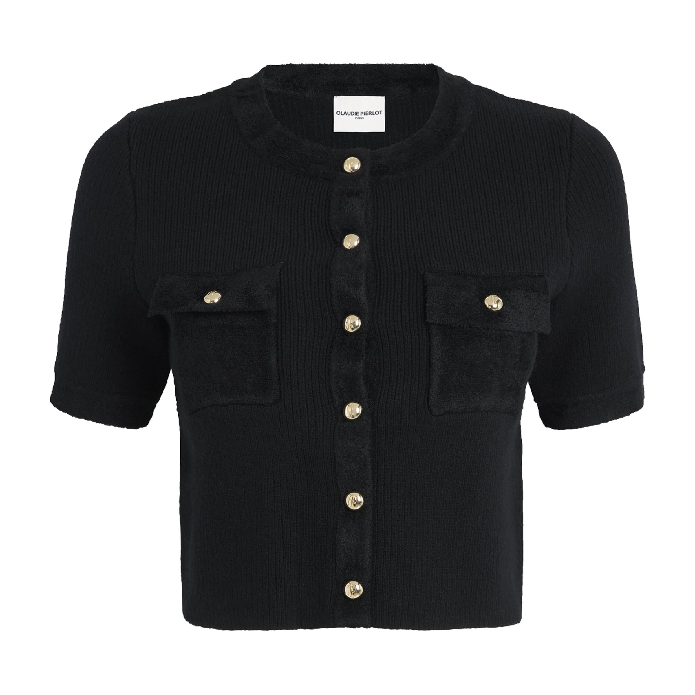 Claudie Pierlot Black Knitted Short-Sleeve Top