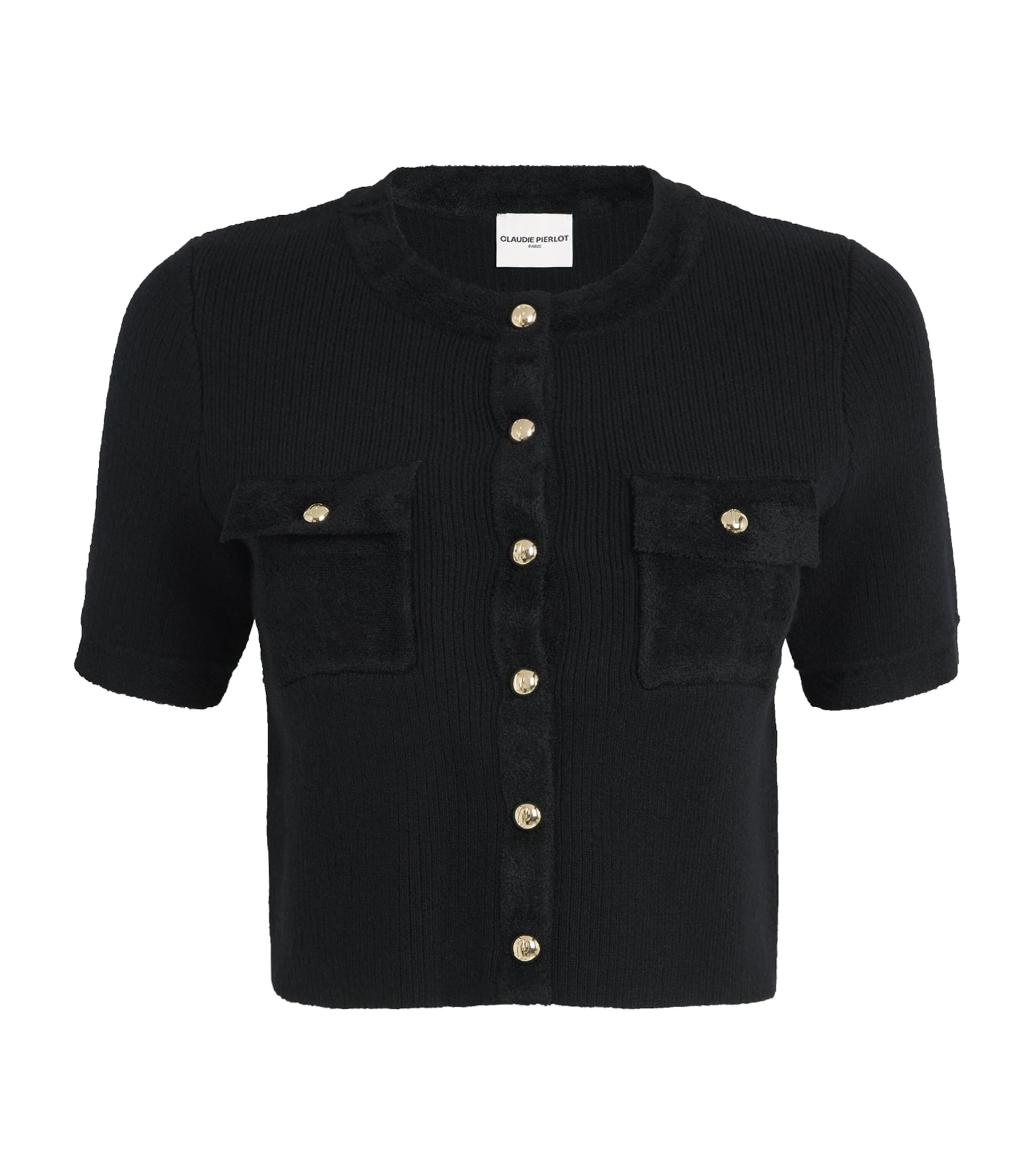 Claudie Pierlot Black Knitted Short-Sleeve Top
