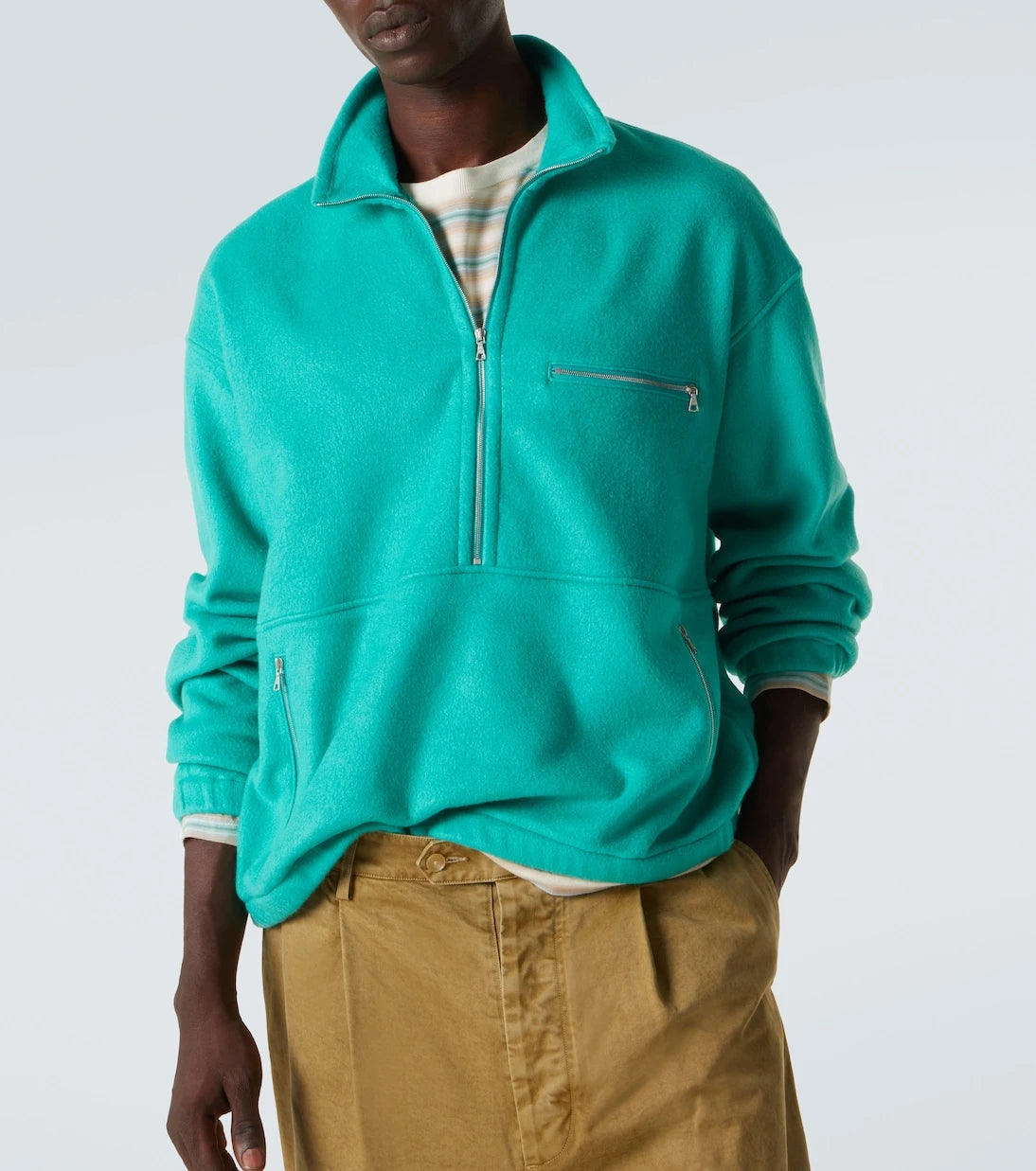 Auralee - Silk fleece half-zip sweater