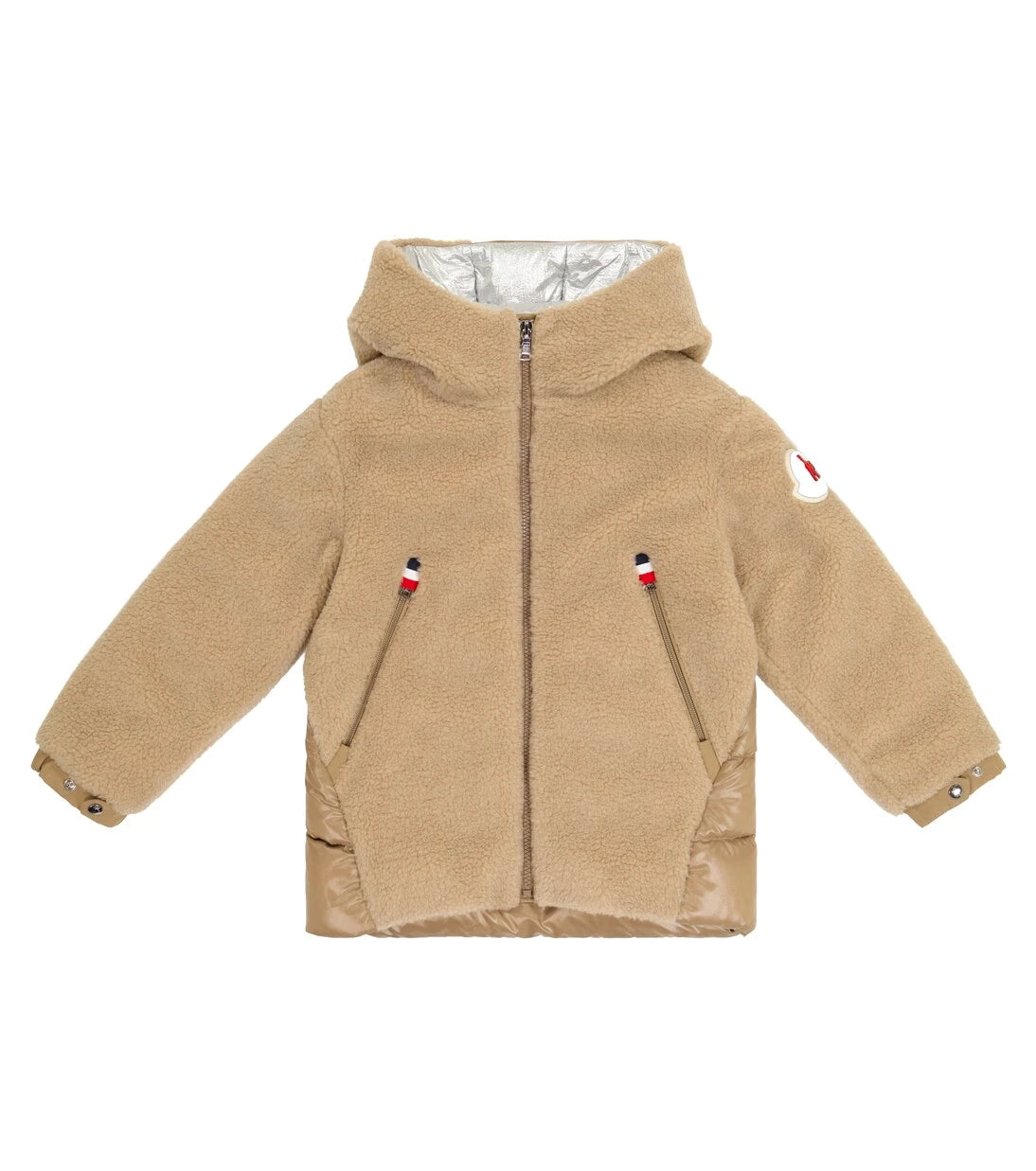 Moncler Enfant - جاكيت جيزم بغطاء رأس من الصوف والريش