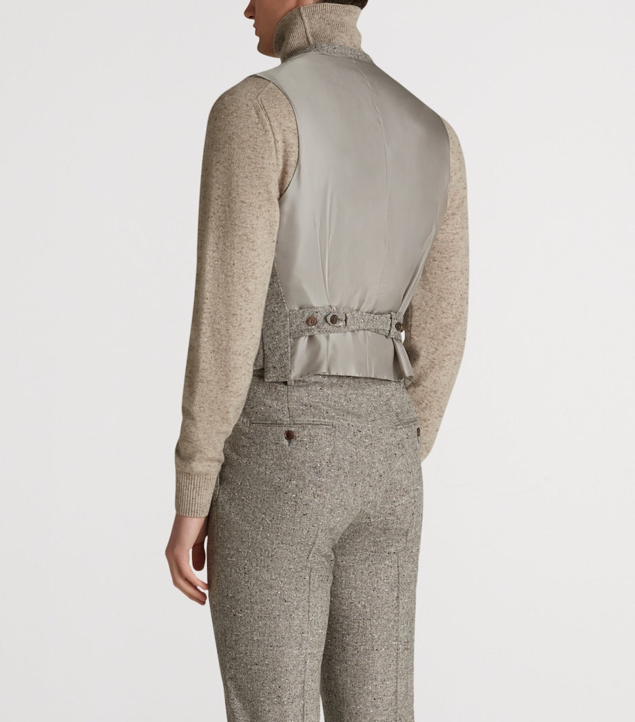 Wool Donegal Tweed Double-Breasted Waistcoat