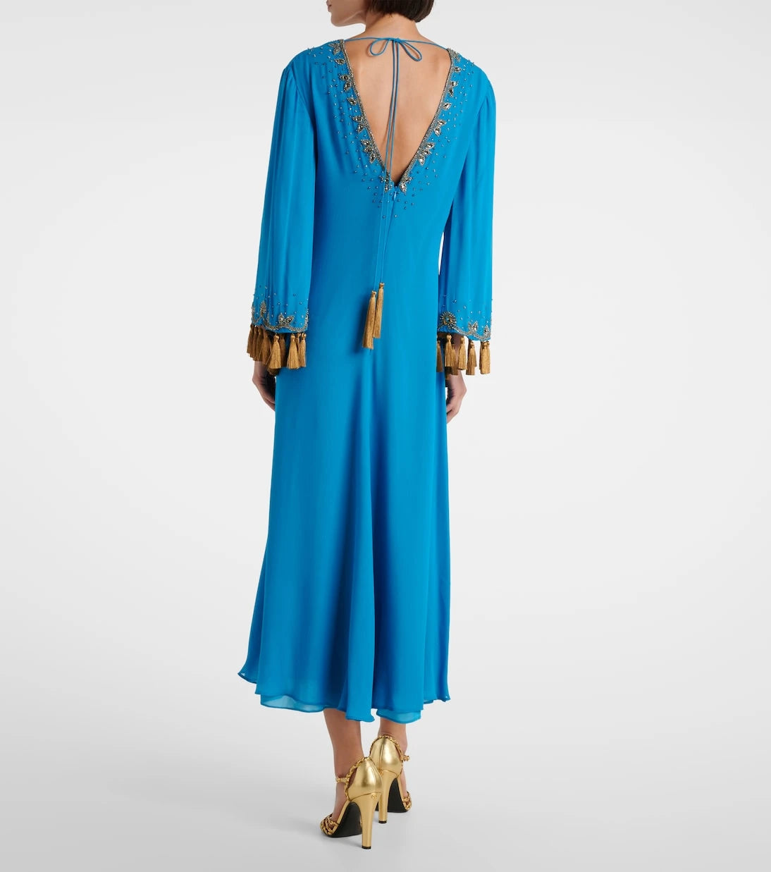 Valentino - Embellished silk georgette midi dress