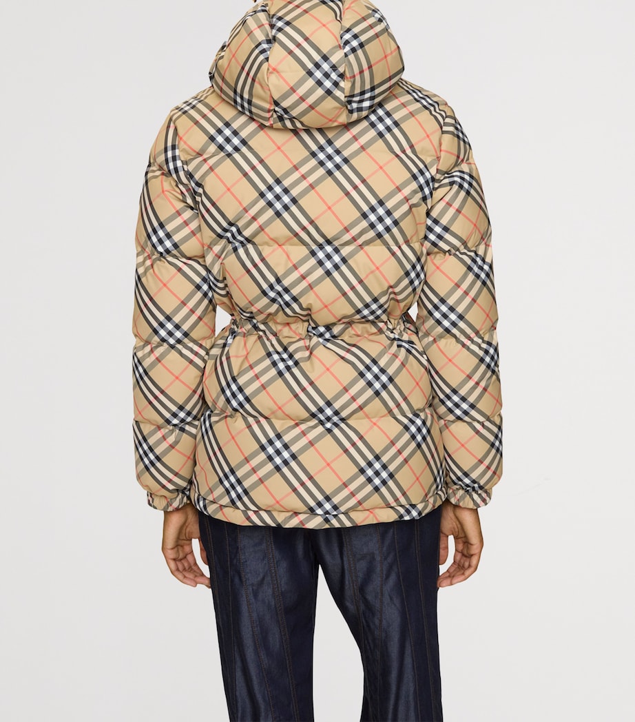 Burberry Beige Quilted Check Puffer Jacket