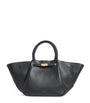 Midi Leather New York Tote Bag BLACK