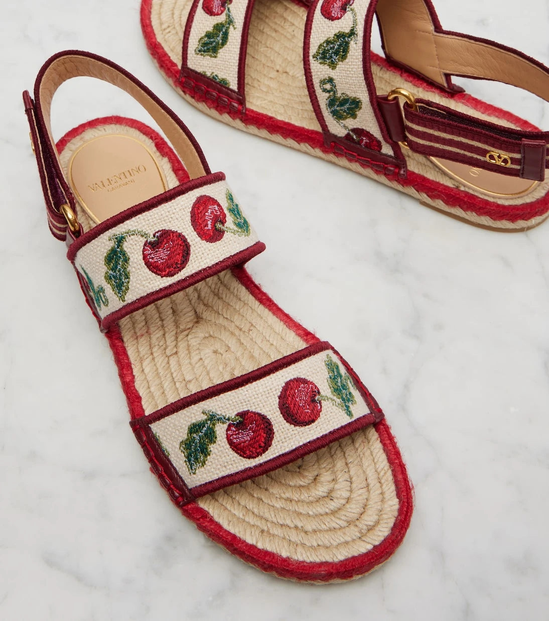 Valentino Garavani - Leather-trimmed espadrille sandals