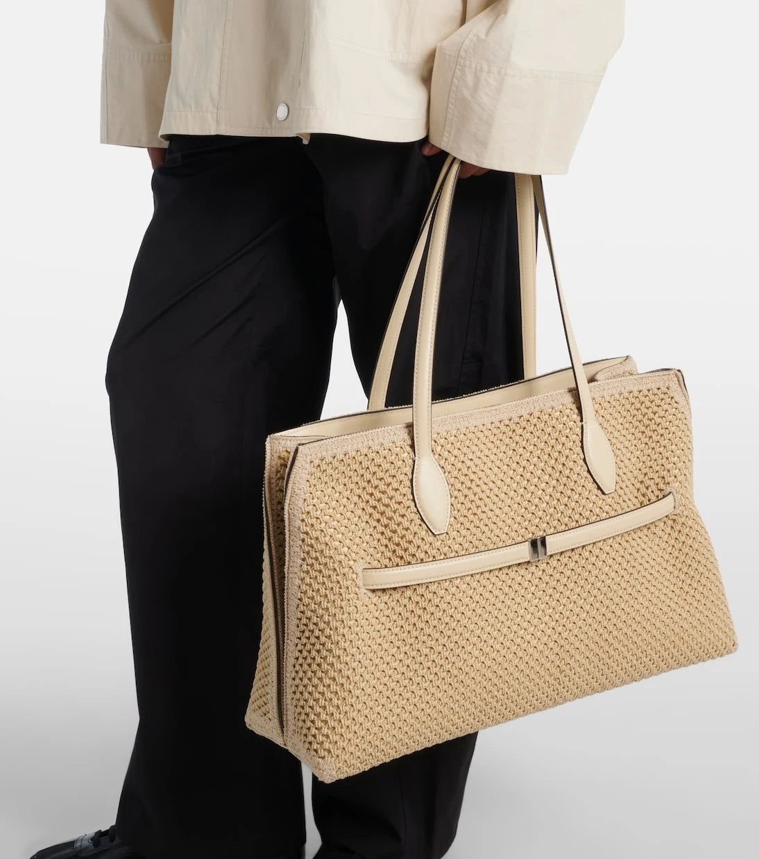 Toteme - Lounge leather-trimmed tote bag