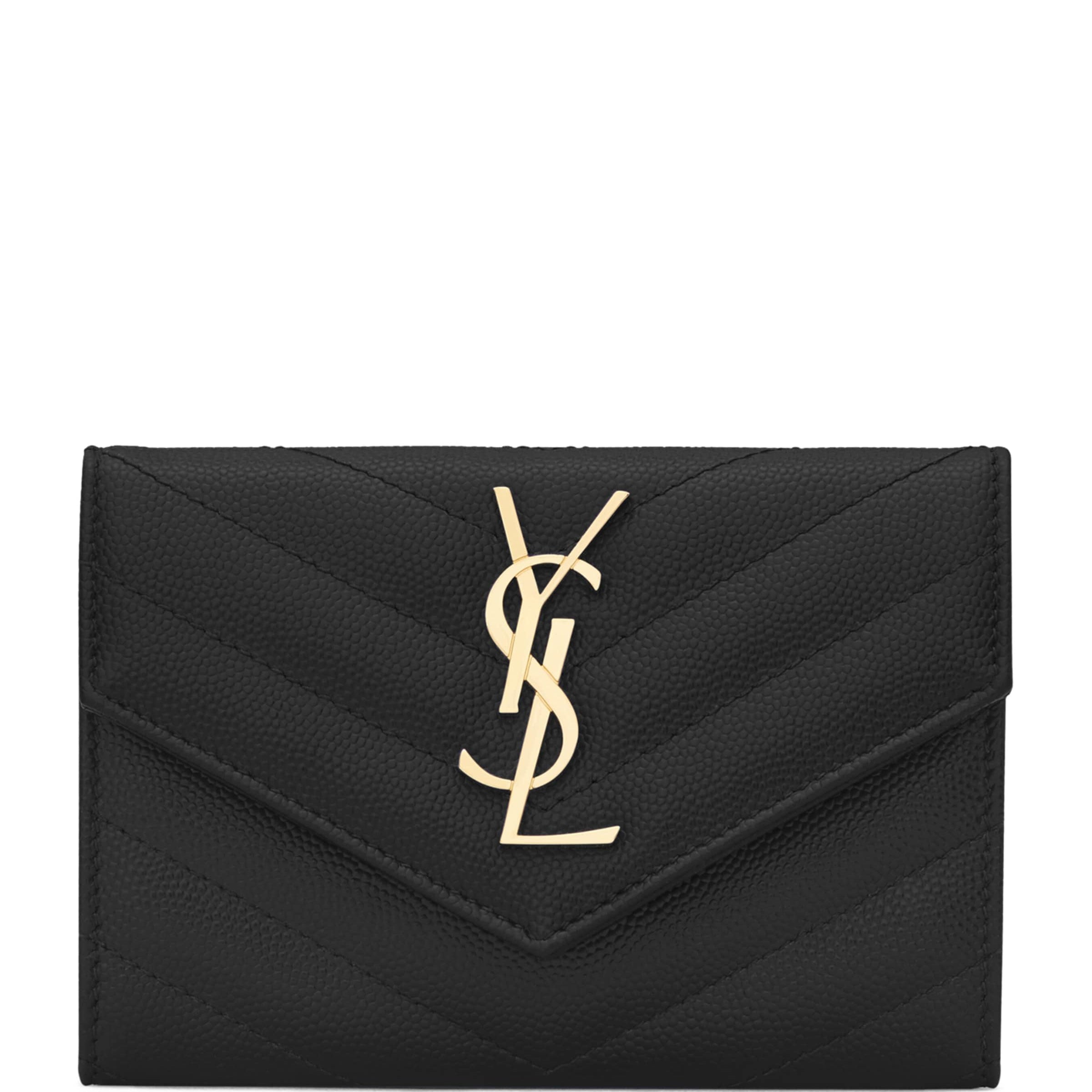 Saint Laurent Black Leather Quilted Wallet