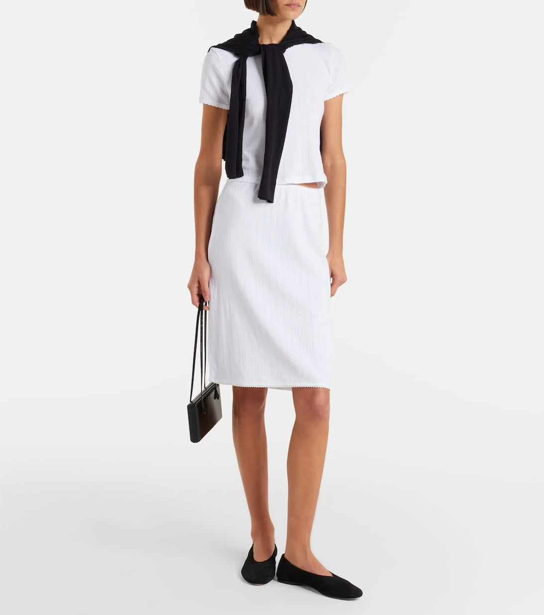 Leset - Pointelle cotton midi skirt