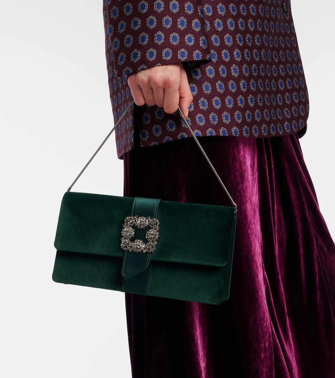 Manolo Blahnik - Capri embellished velvet clutch