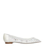 White Crystal-Embellished Ballet Flats