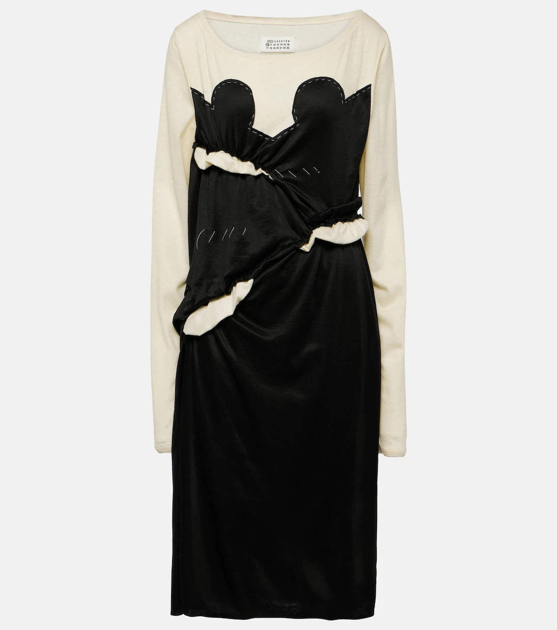 Maison Margiela - Spliced gathered jersey midi dress