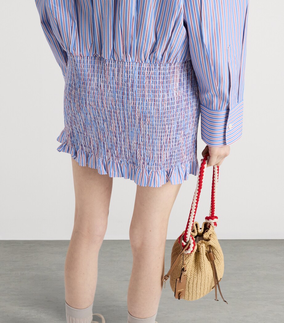 Turquoise Cotton Mini Shirt Dress