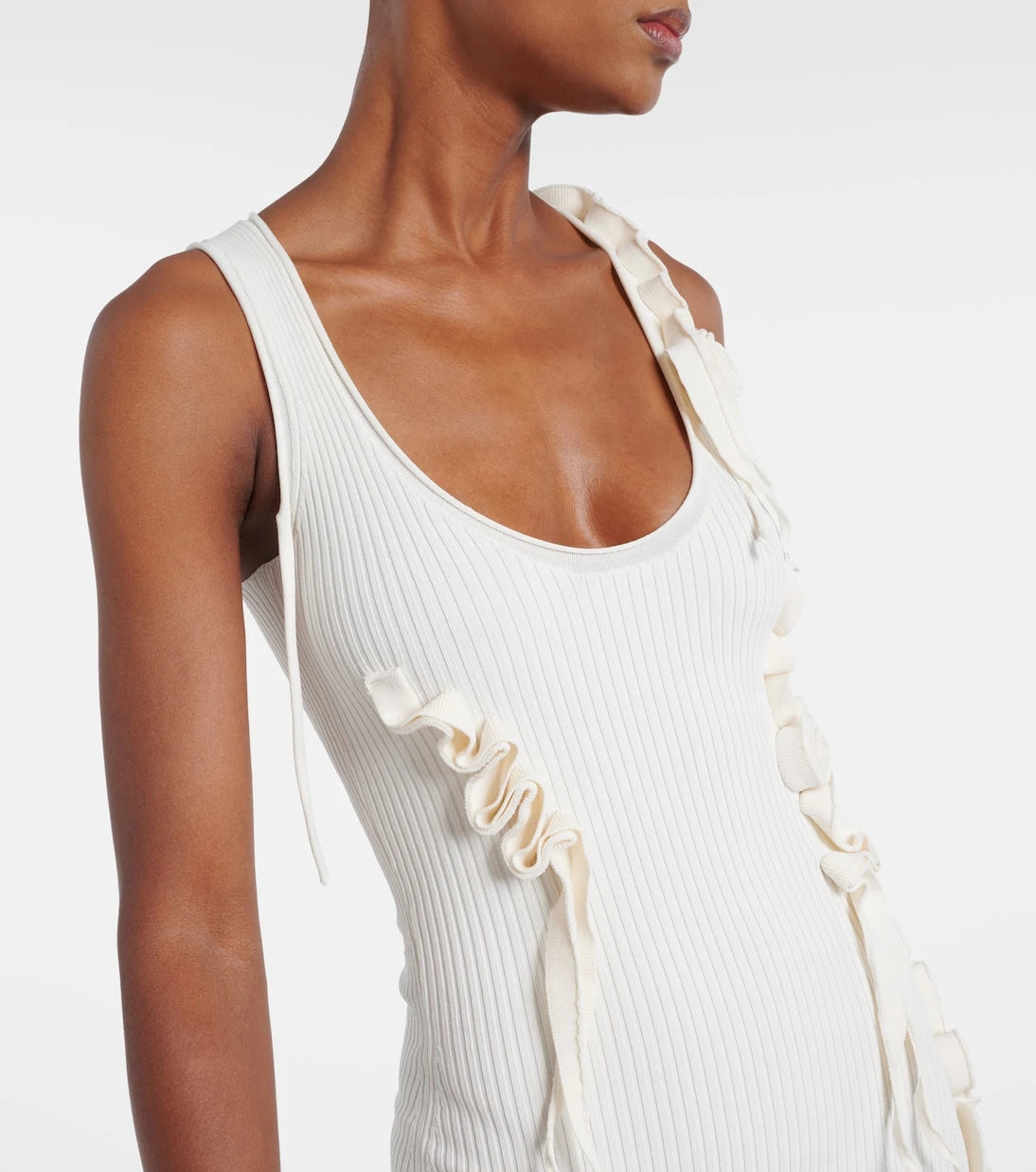 Coperni - Floral-appliqué ribbed-knit maxi dress