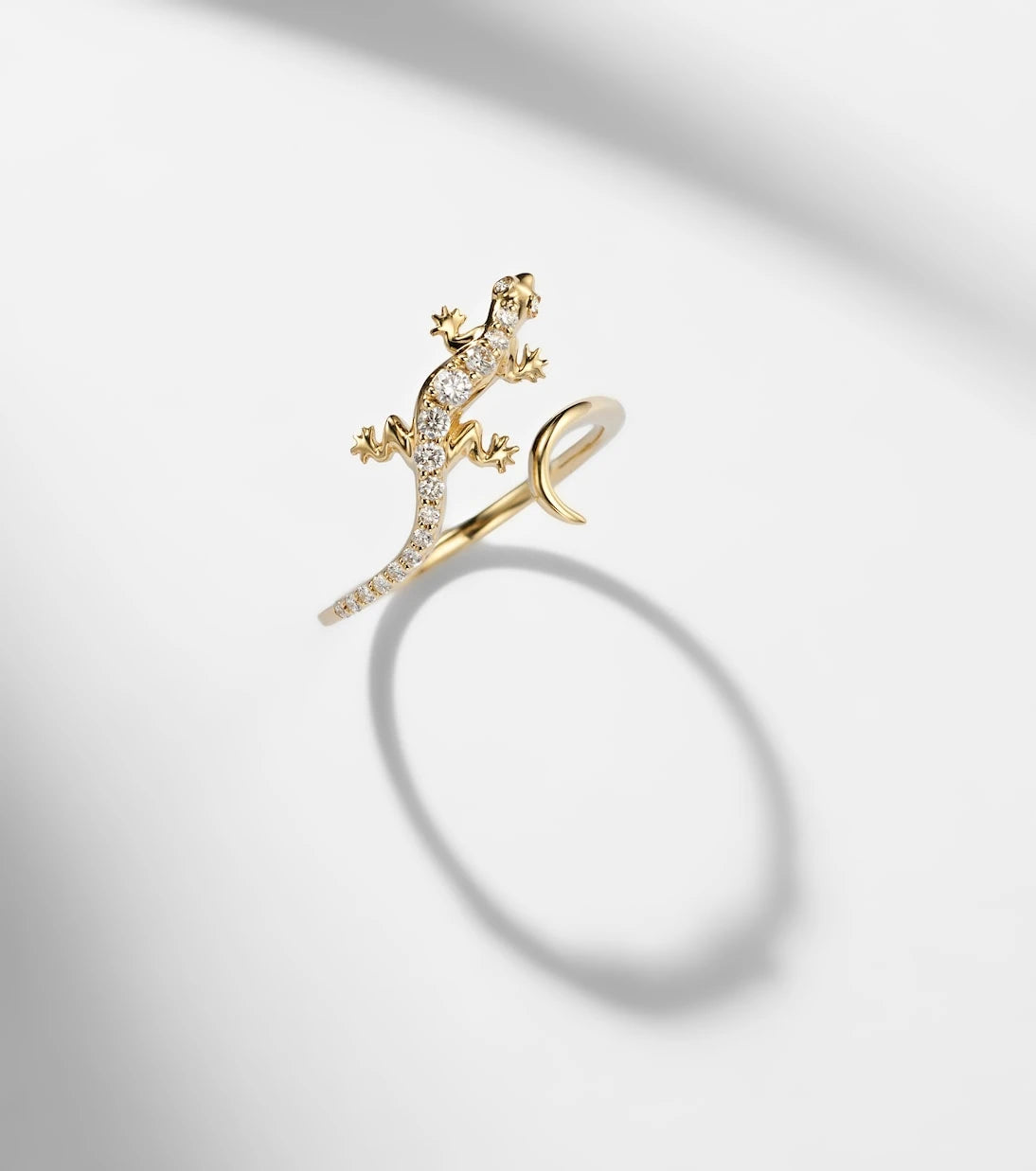 Sydney Evan - Lizard 14kt gold ring with diamonds