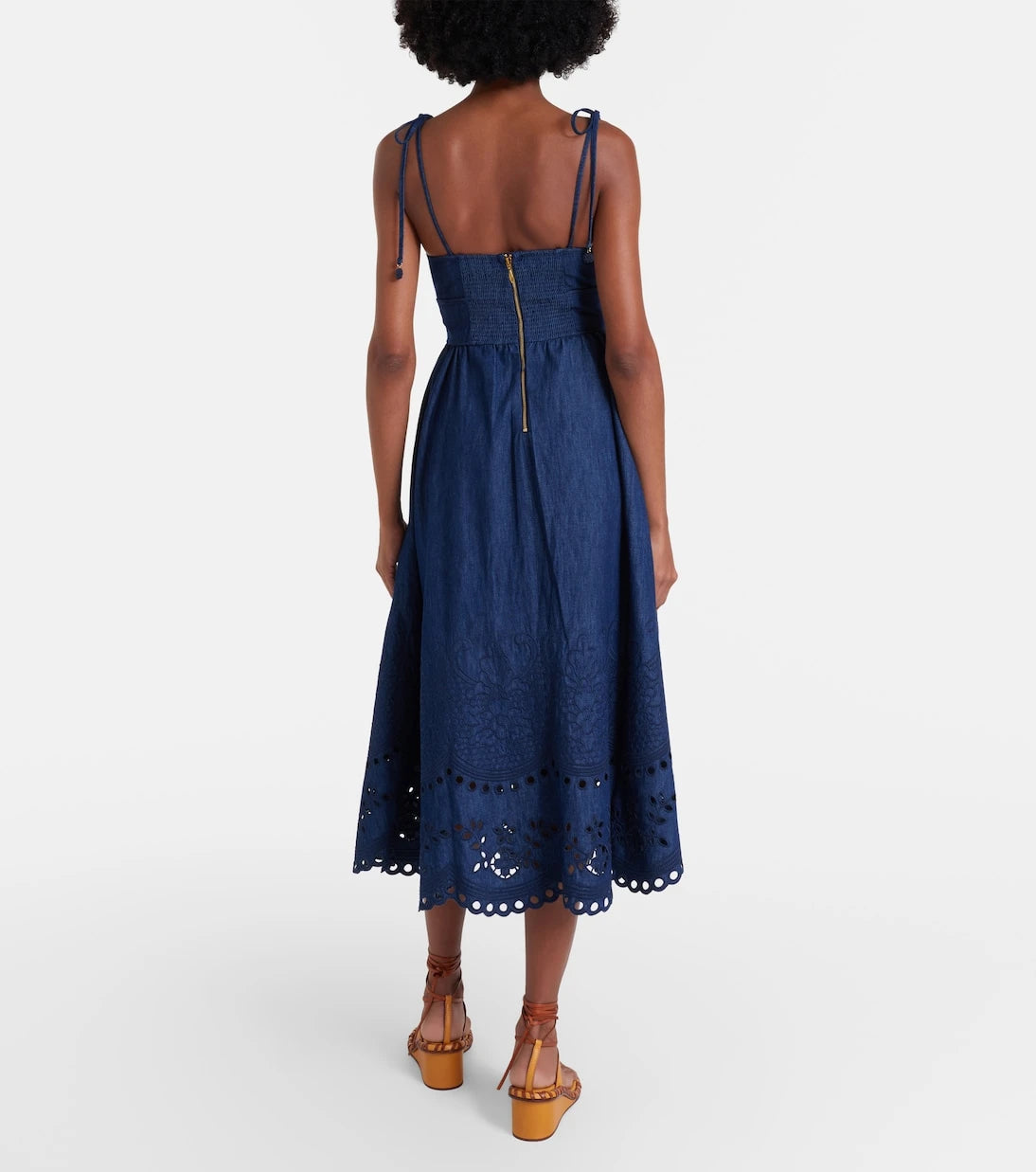 Zimmermann - Mahon broderie anglaise denim midi dress