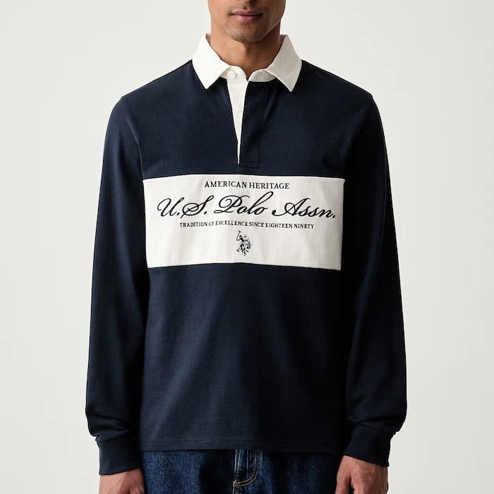 U.S. Polo Assn. erkek pamuklu sweatshirt PREMIUM EMBROIDERY GRAPHIC RUGBY