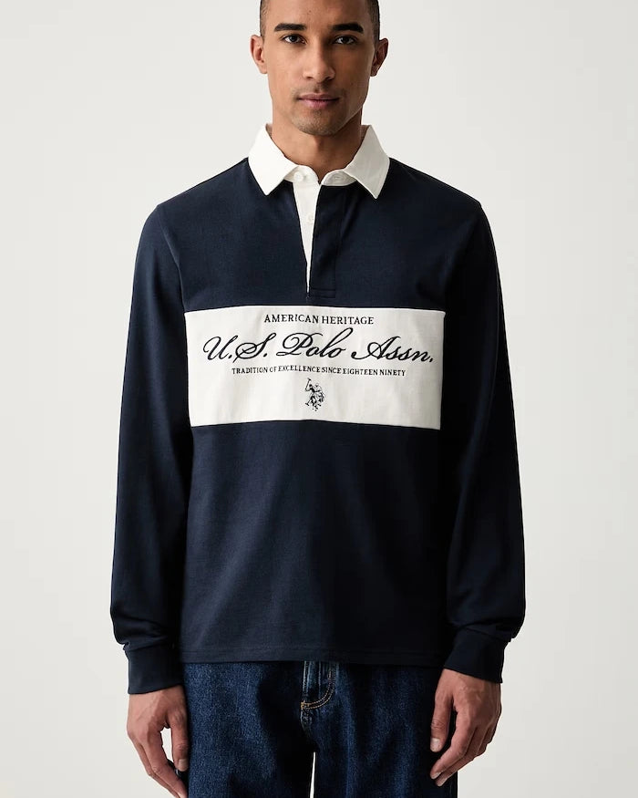 U.S. Polo Assn. erkek pamuklu sweatshirt PREMIUM EMBROIDERY GRAPHIC RUGBY
