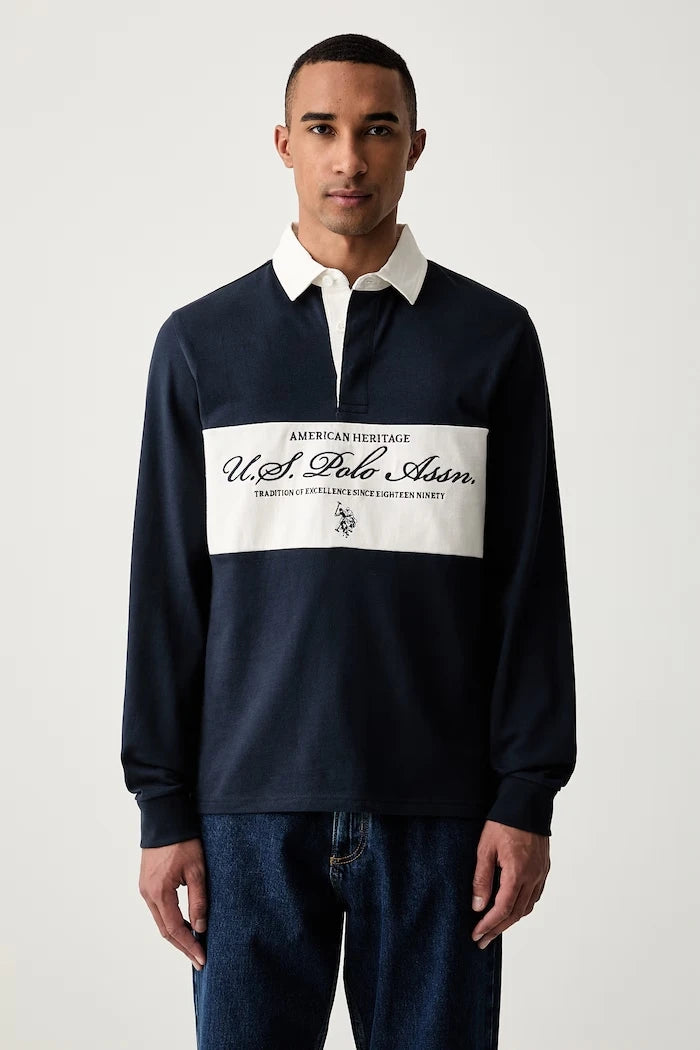 U.S. Polo Assn. erkek pamuklu sweatshirt PREMIUM EMBROIDERY GRAPHIC RUGBY