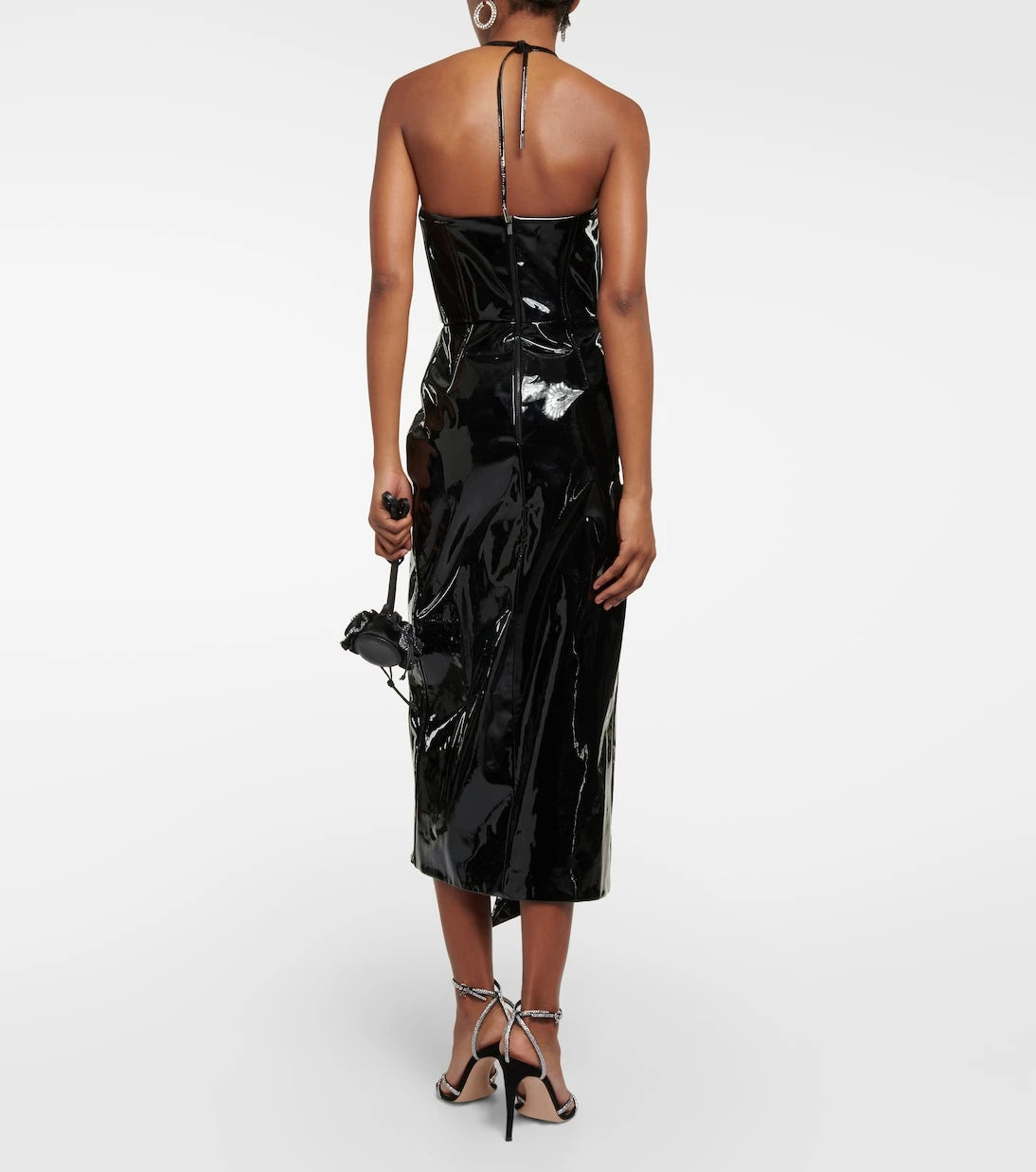 David Koma - Corset patent leather midi dress