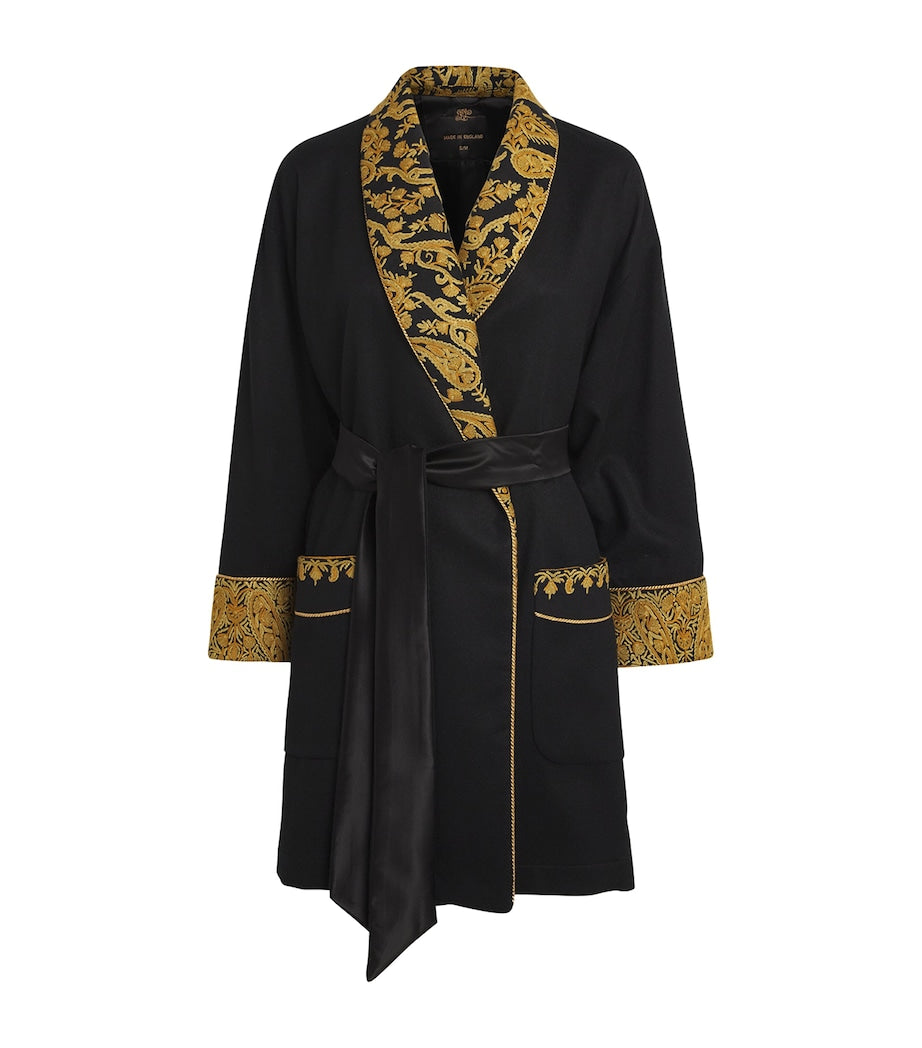 Black Cashmere Queen Smoking Jacket