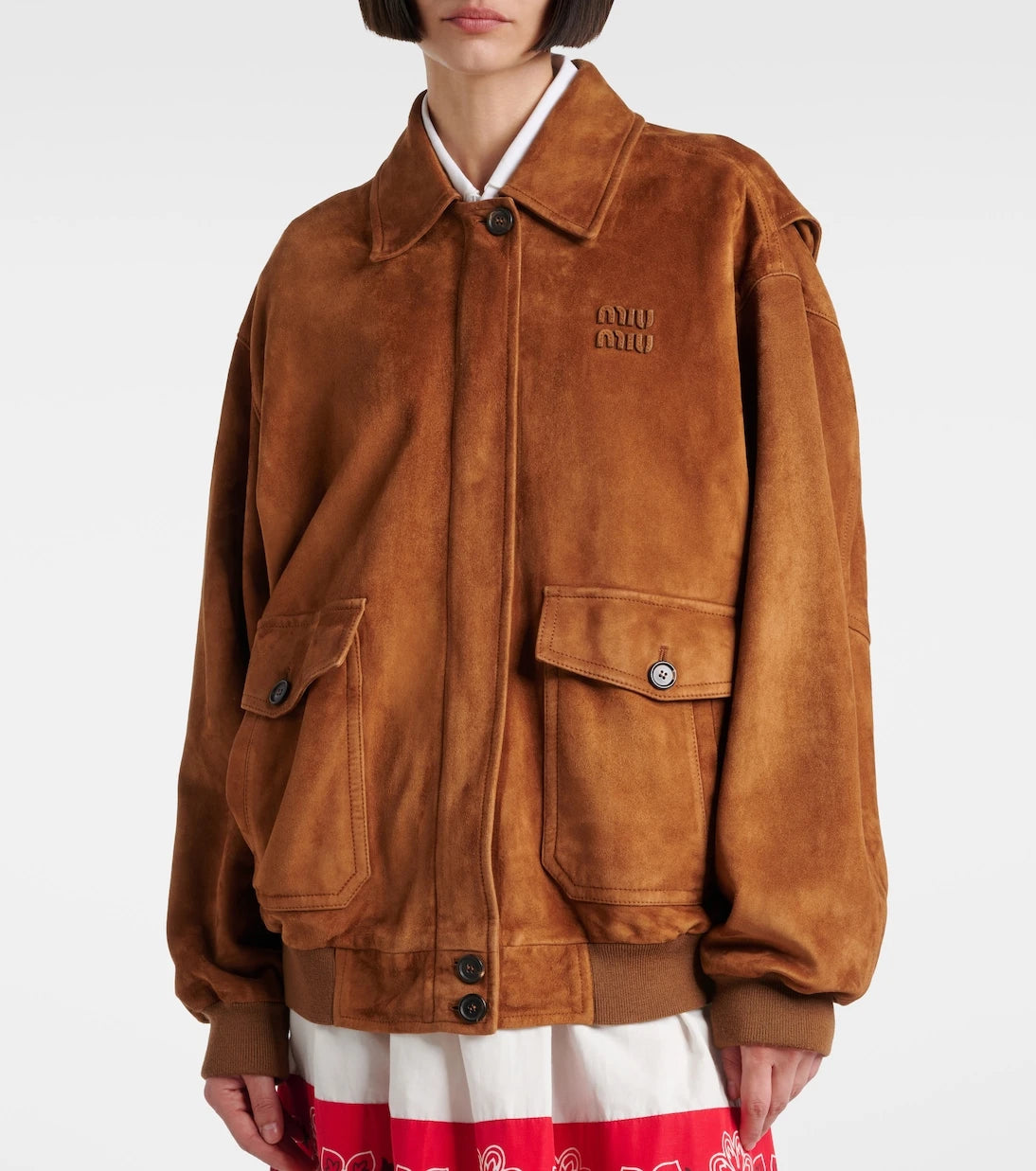 Miu Miu - Logo suede blouson jacket