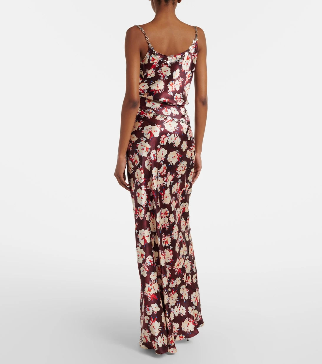 Rabanne - Chain-detail floral silk maxi skirt