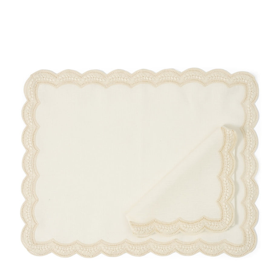 Linen Embroidered Emilia Placemat (50cm x 40cm)