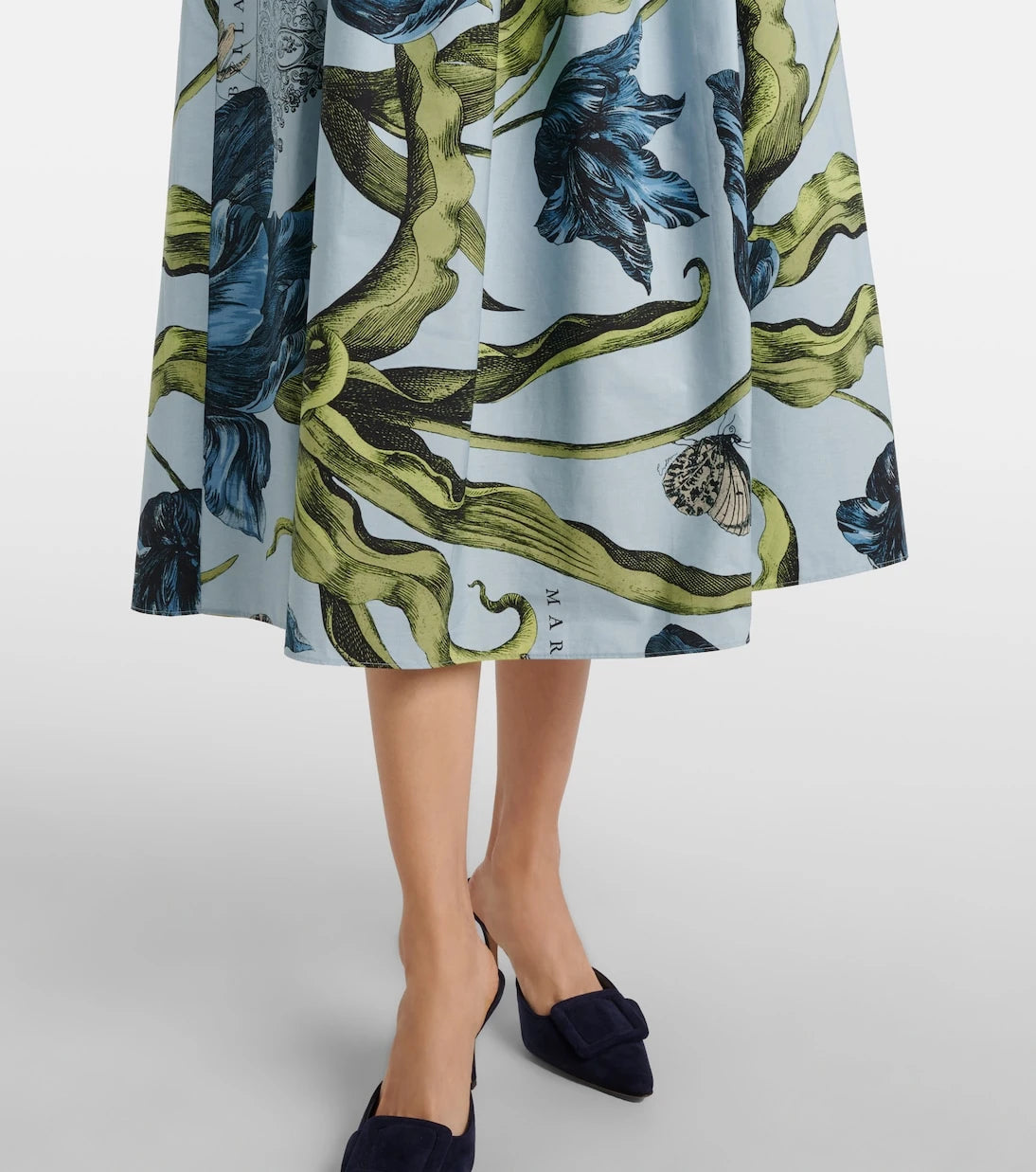 Erdem - Floral cotton poplin midi skirt