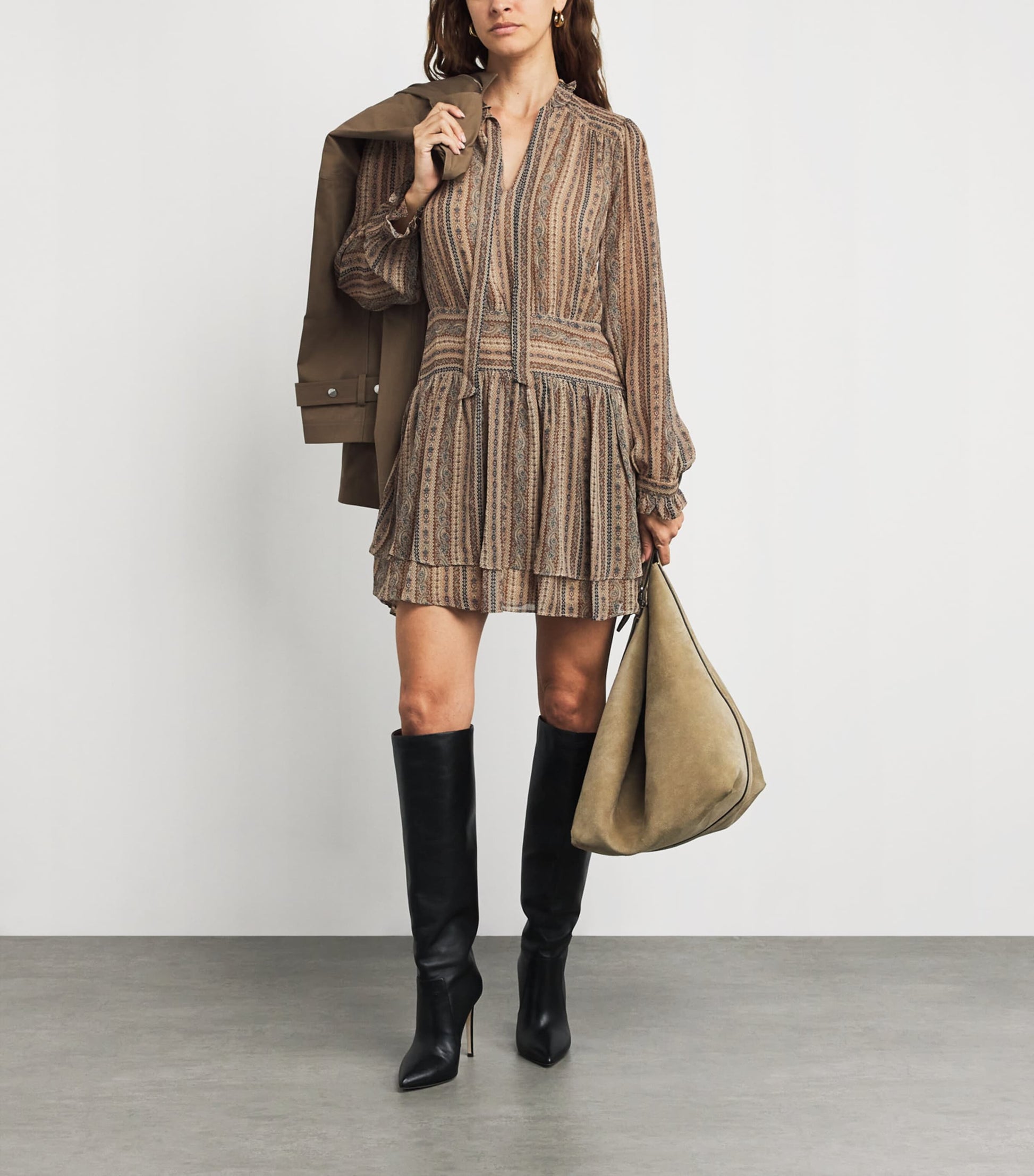 Brown Silk Nantes Mini Dress