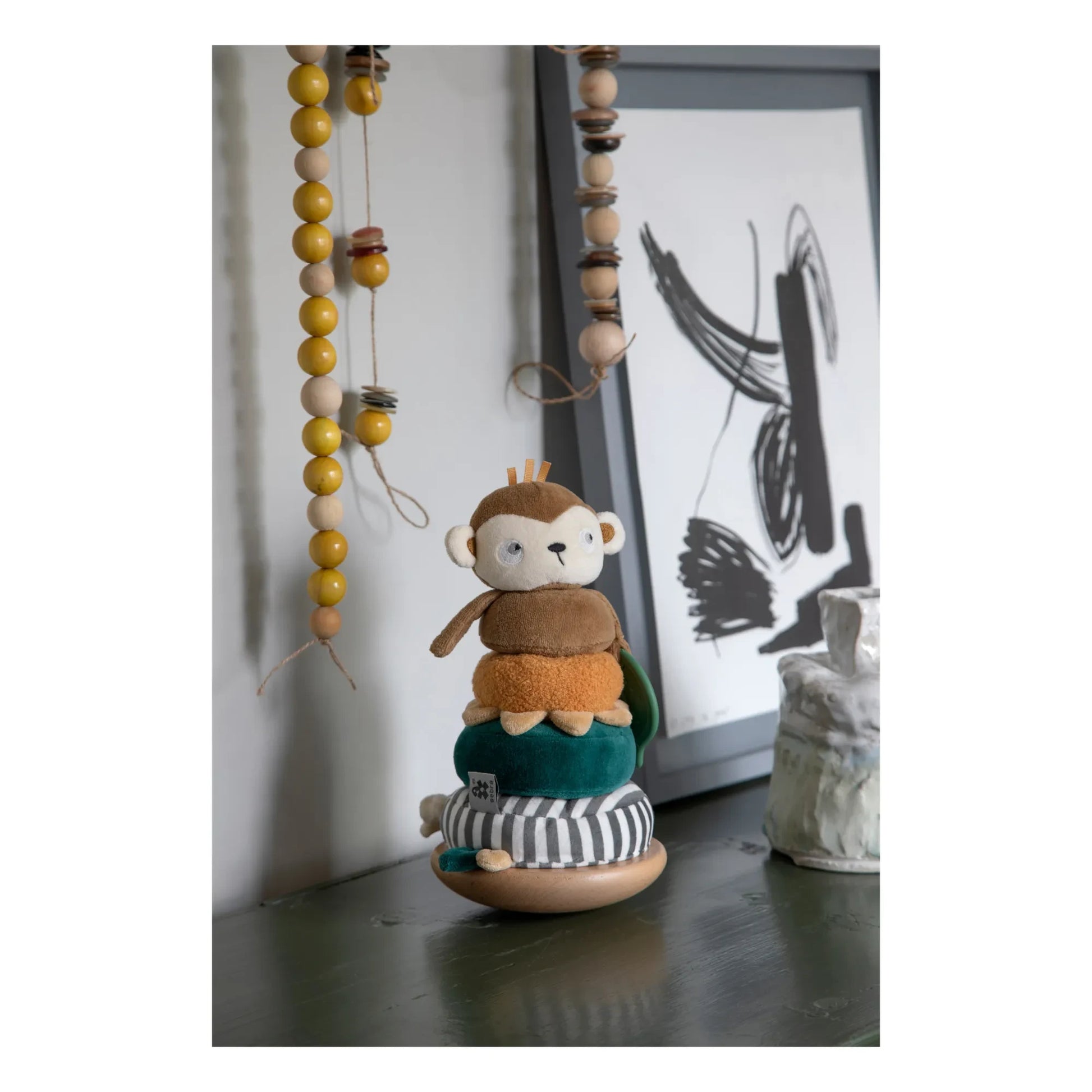 Sebra - Plush & Wood Stacking Monkey