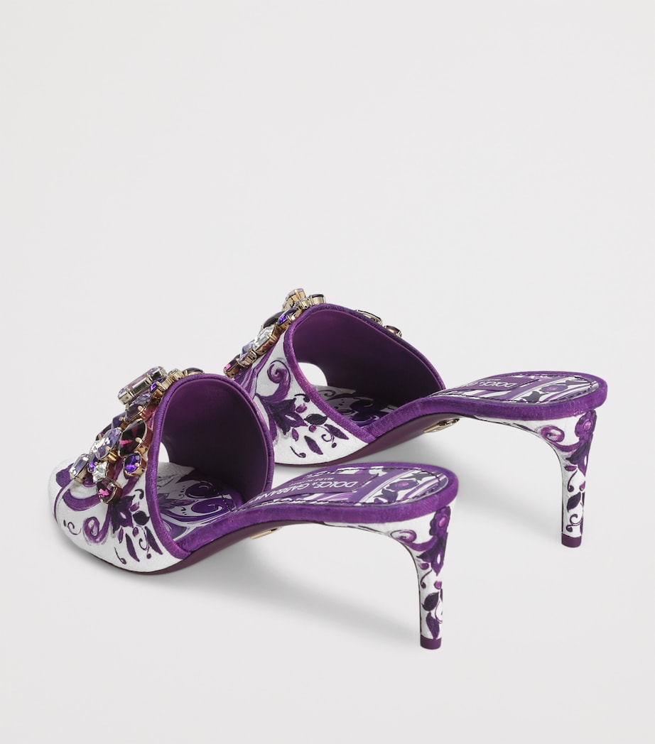 Dolce & Gabbana Multi Crystal-Detail Majolica Print Heeled Mules 60