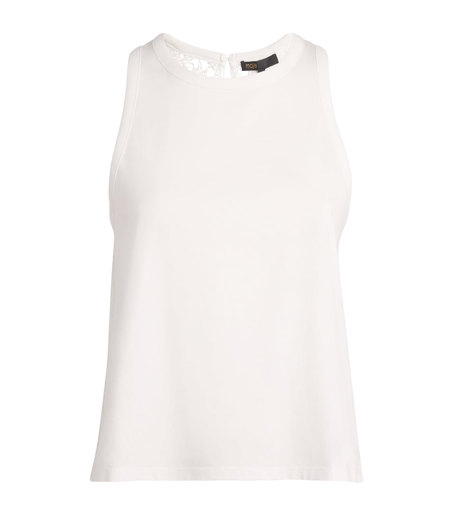 Cotton Crochet-Back Tank Top WHITE