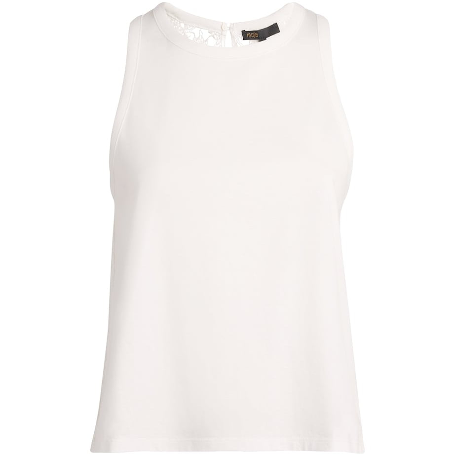 Cotton Crochet-Back Tank Top WHITE