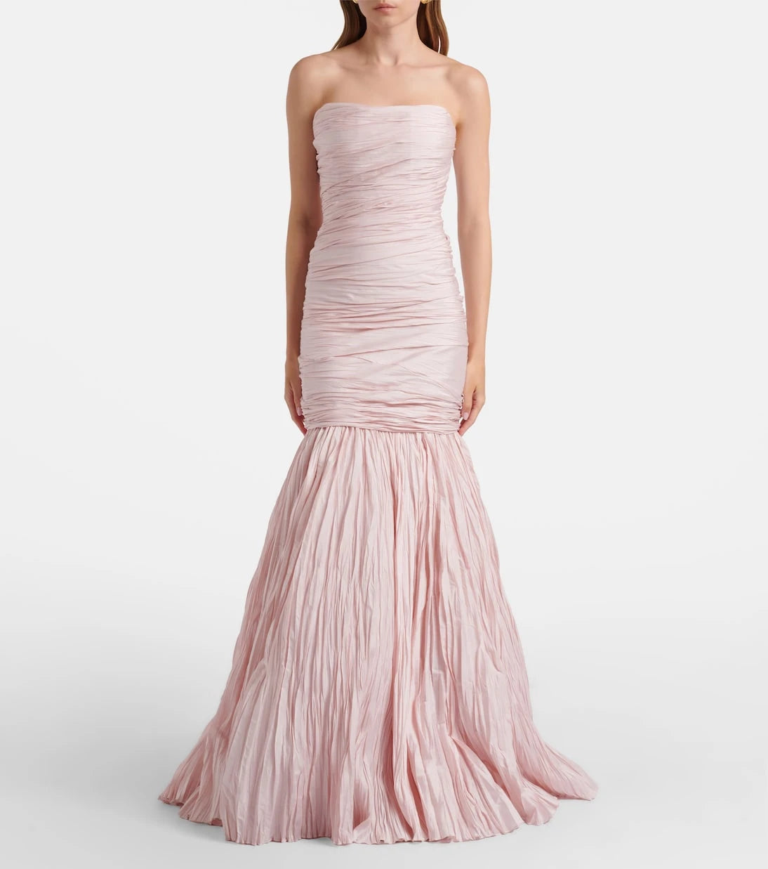 Marmar Halim - Pleated taffeta bustier gown and cape set