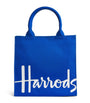 Harrods Blue Small Cotton Logo Tote Bag