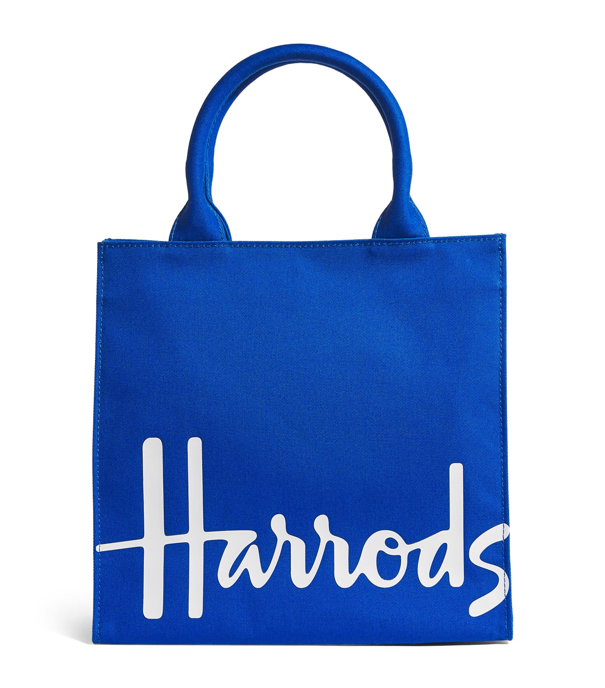 Harrods Blue Small Cotton Logo Tote Bag