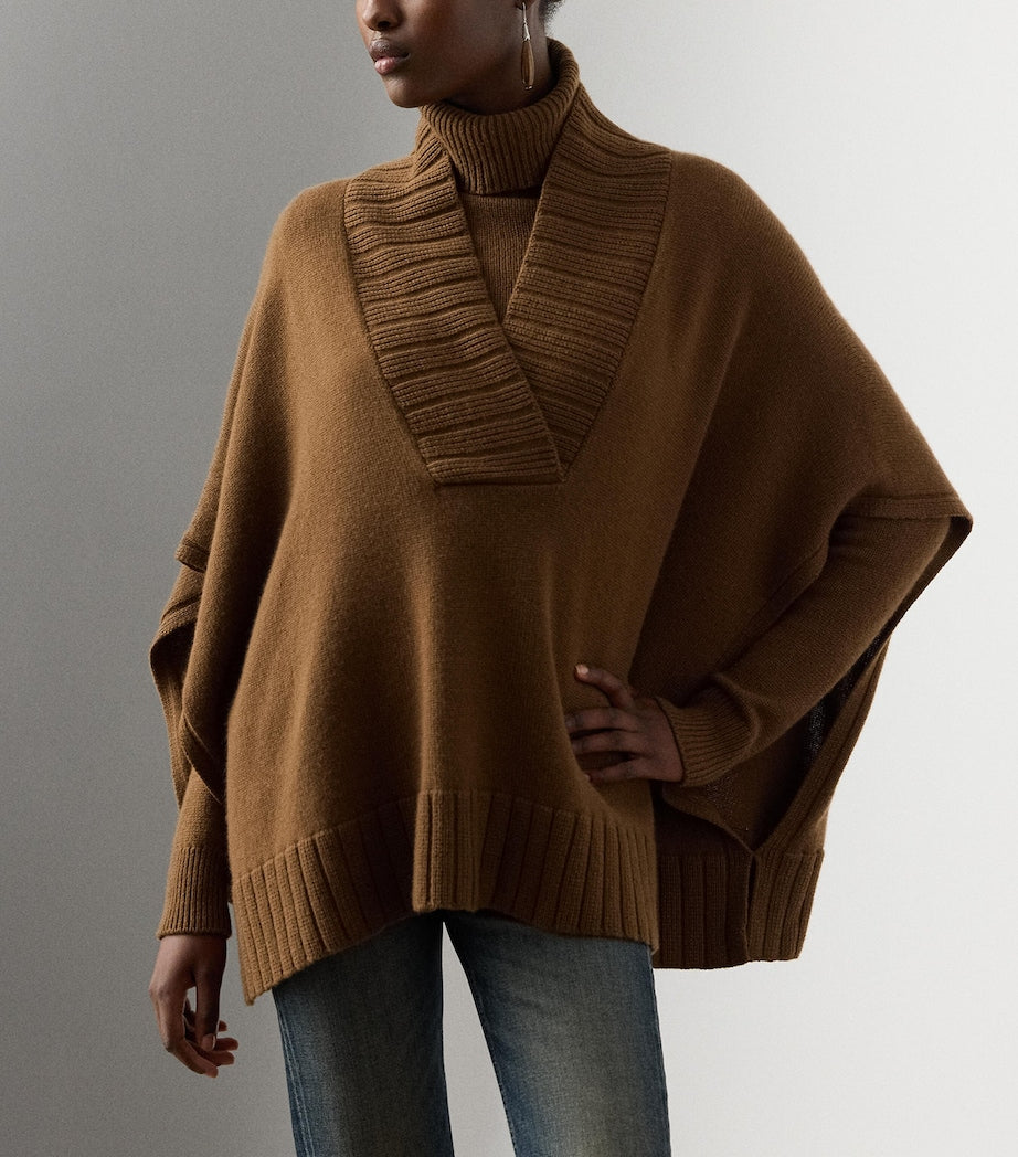 Ralph Lauren Collection Brown Cashmere-Blend Cape Sweater