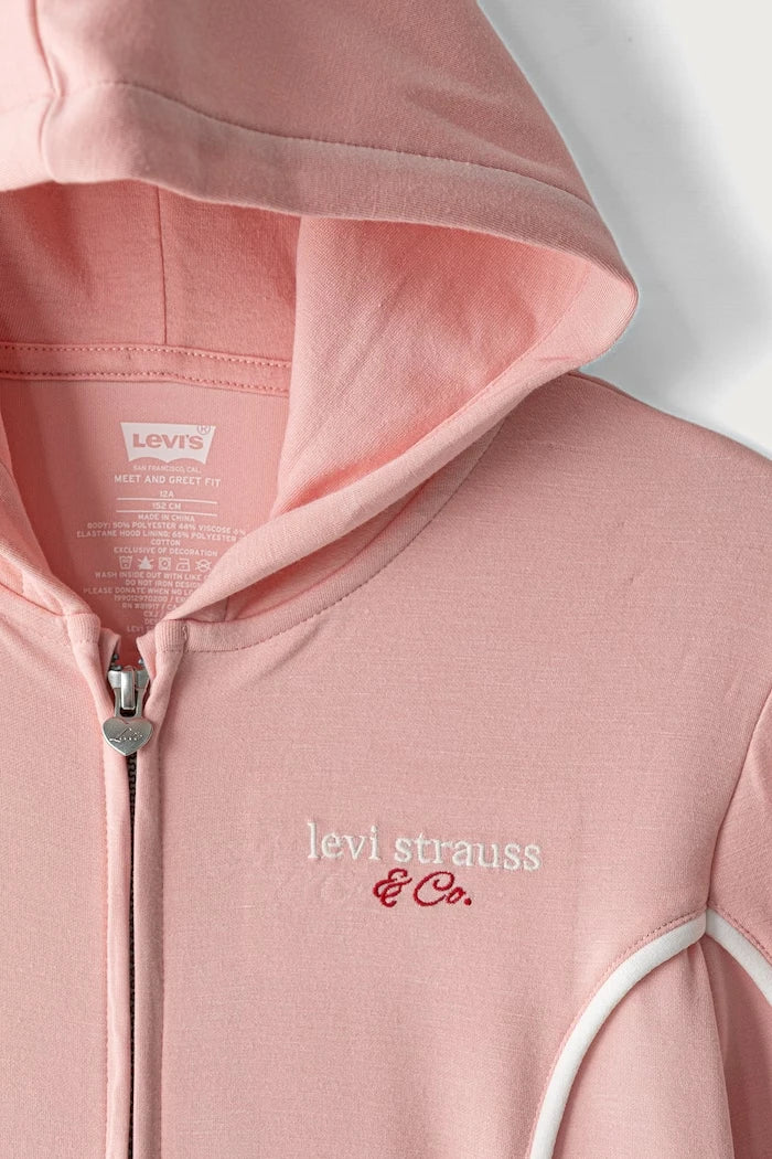 Çocuklar için viskonlu, fermuarlı ve kapüşonlu sweatshirt MEET AND GREET VARSITY HOO
