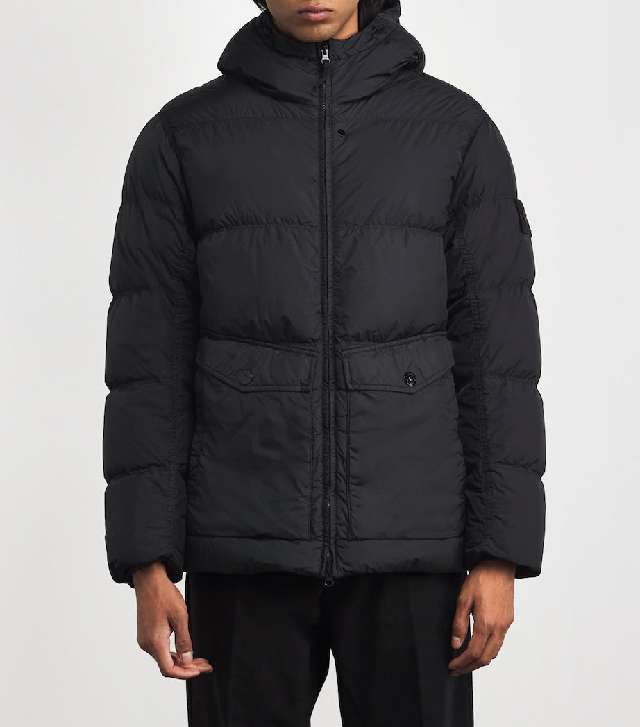 Stone Island Black Wind-Resistant Crinkle Reps Parka