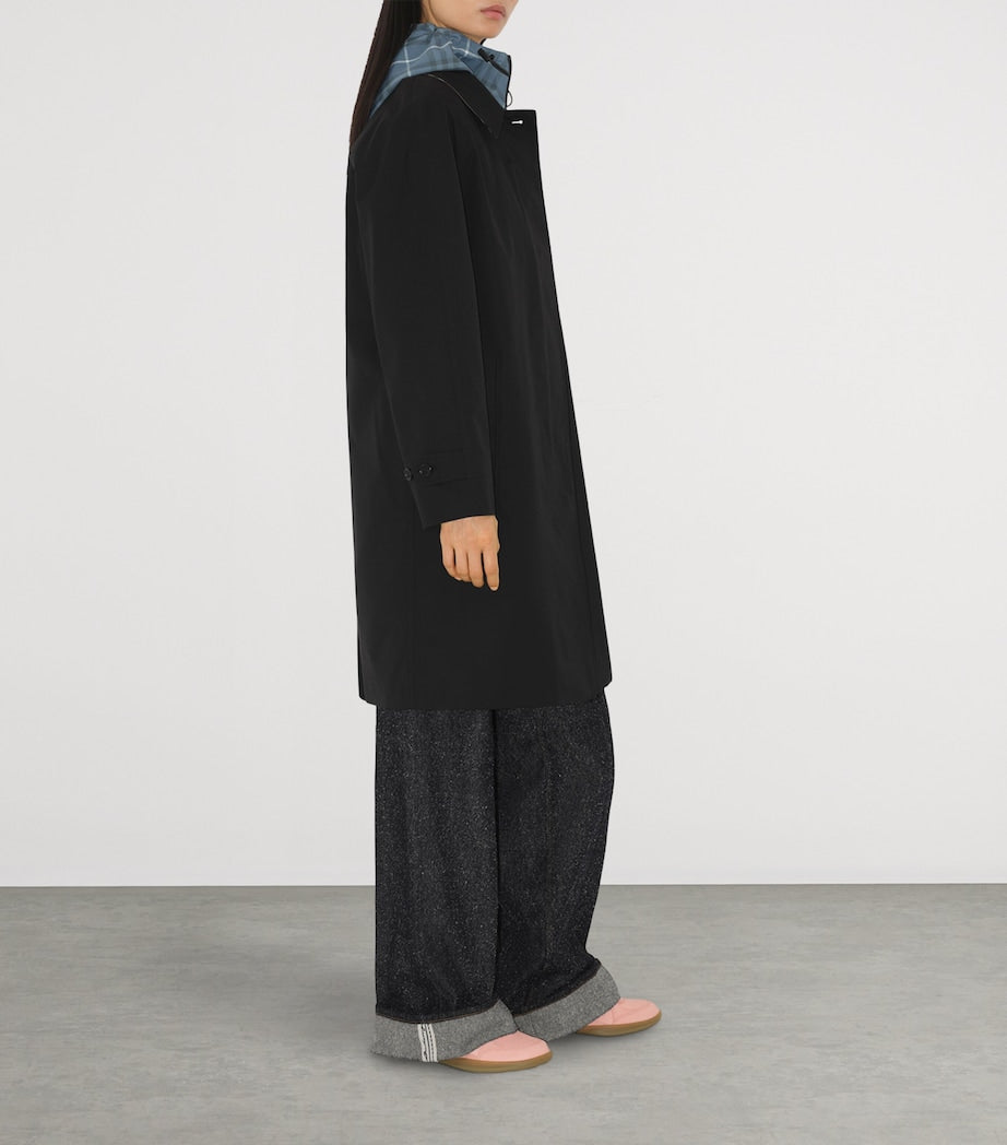 Burberry Black Gabardine Mid-Length Camden Heritage Car Coat