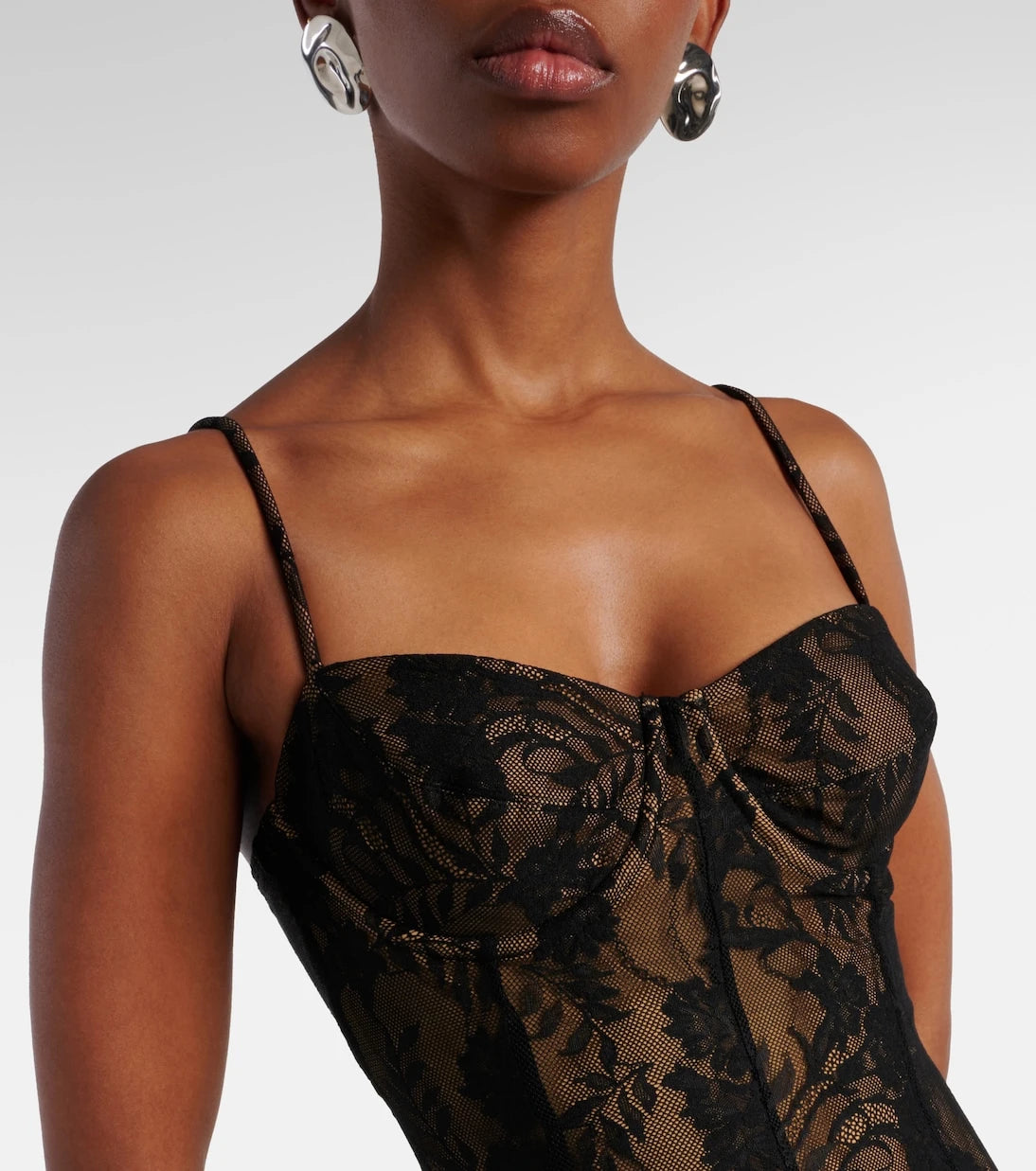 Norma Kamali - Floral lace slip dress